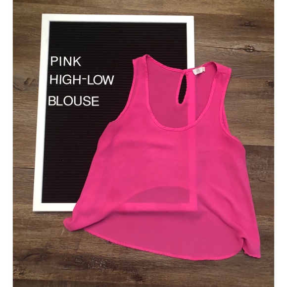 Lush Pink High-Low Top - Picture 1 of 5